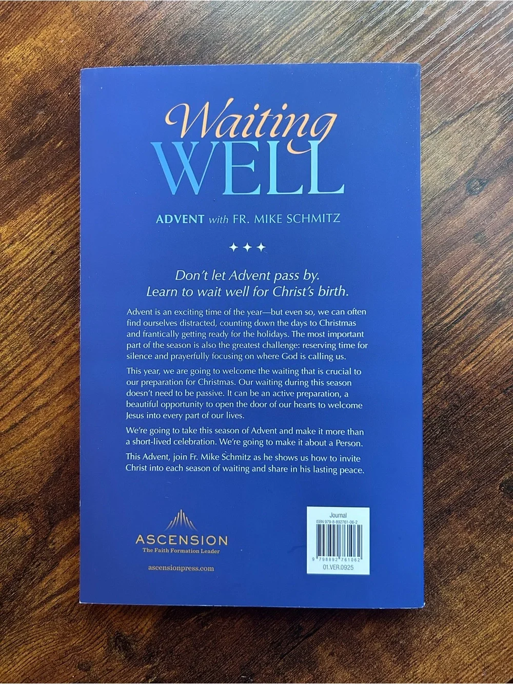 Paperback devotional journal, Waiting Well: Advent with Fr. Mike Schmitz